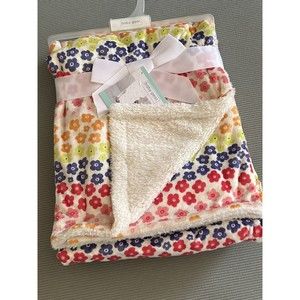 Baby Gear Tiny Flower Print Baby Girl Blanket Thin Sherpa Colorful Pink Purple